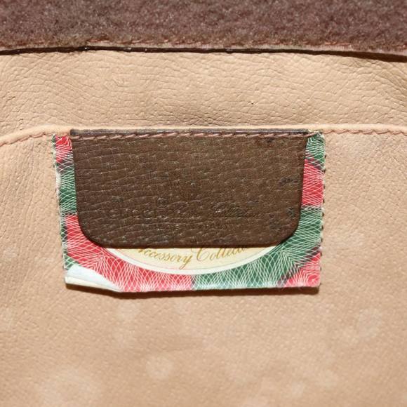 GUCCI GG Supreme Web Sherry Line Clutch Bag PVC Leather Beige Red Auth 84566 - Picture 8 of 16